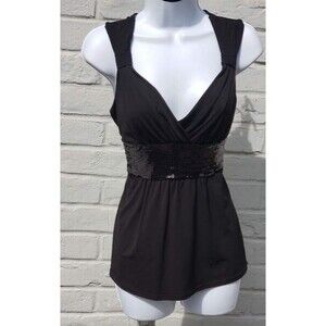 WHBM V-Neck Sequin Mcbling Formal Cocktail Blouse Size S